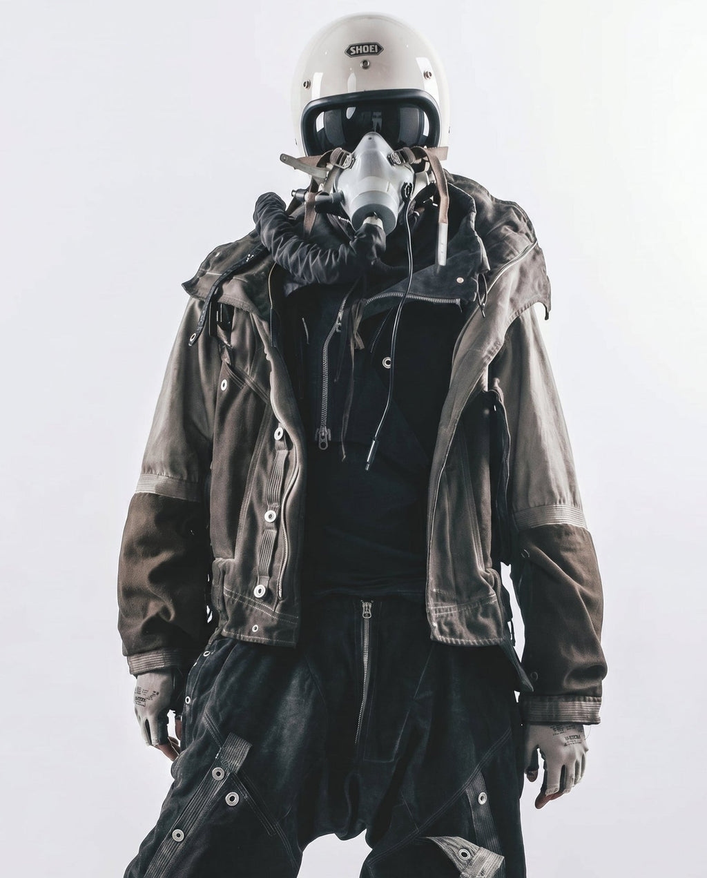 Wasteland Distressed Cotton Canvas Paneled Jacket