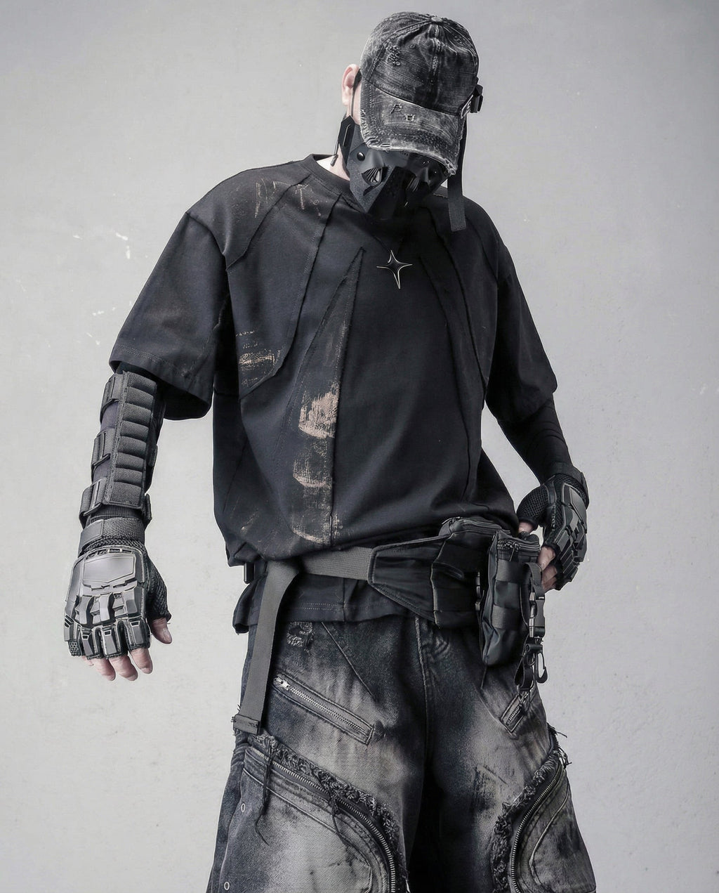 Streetwear Distressed Asymmetrical Cotton T-Shirt