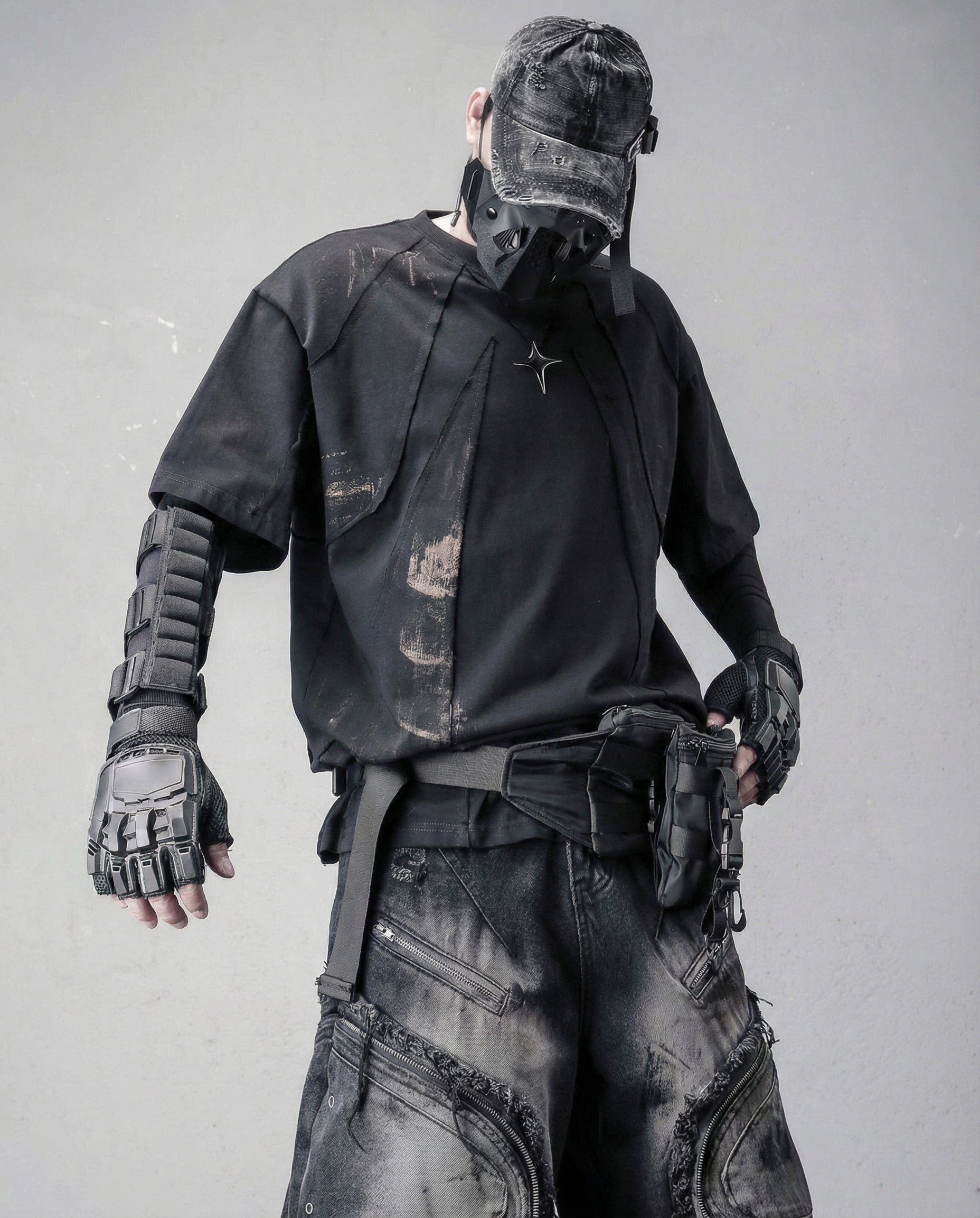 Streetwear Distressed Asymmetrical Cotton T-Shirt