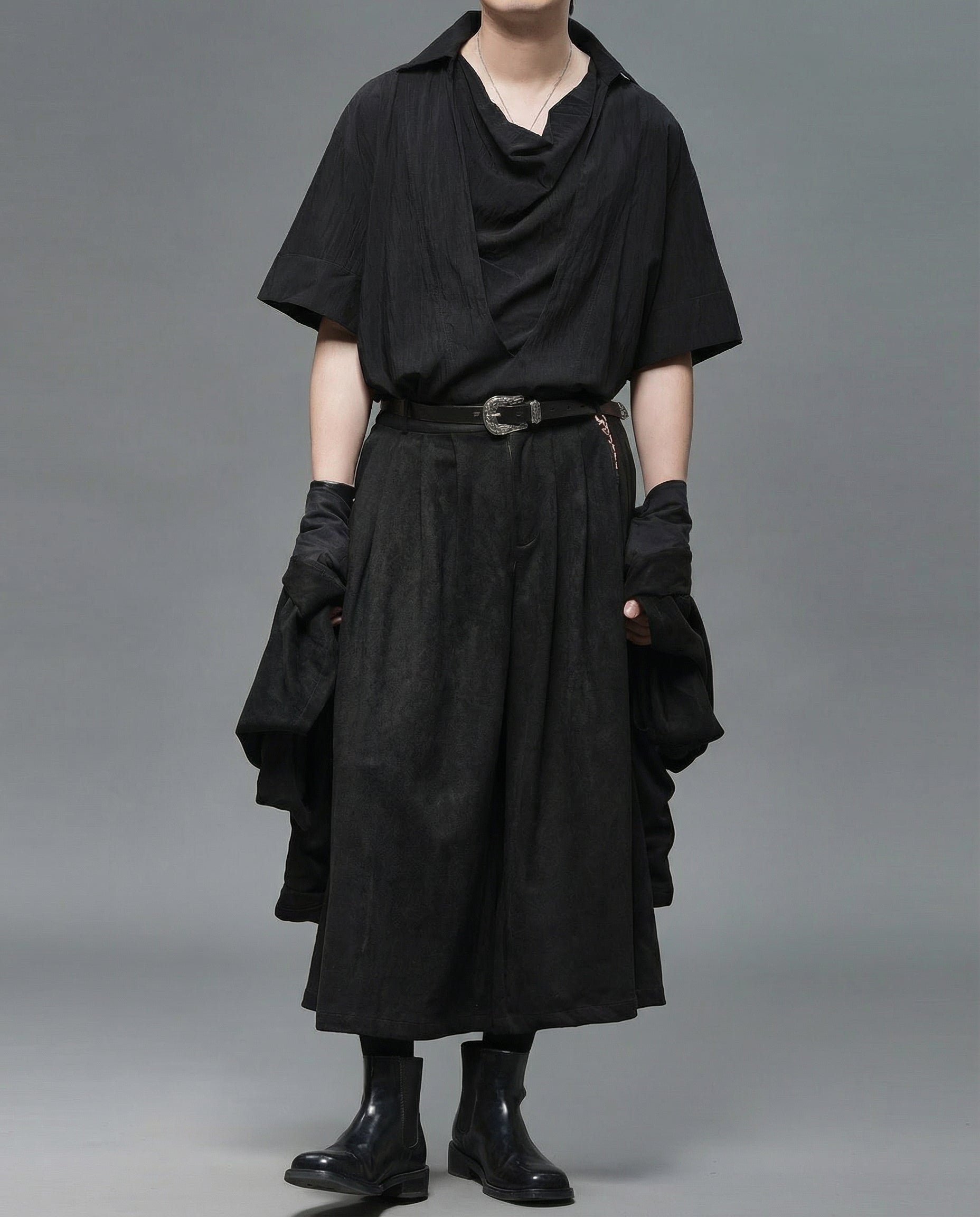 Japanese Darkwear Cowl Neck Draped Shirt