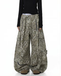 Multi Pockets Zip Leopard Unisex Baggy Cargo Jeans
