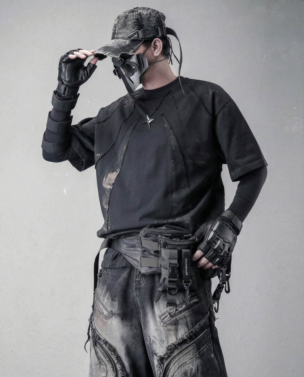 Streetwear Distressed Asymmetrical Cotton T-Shirt
