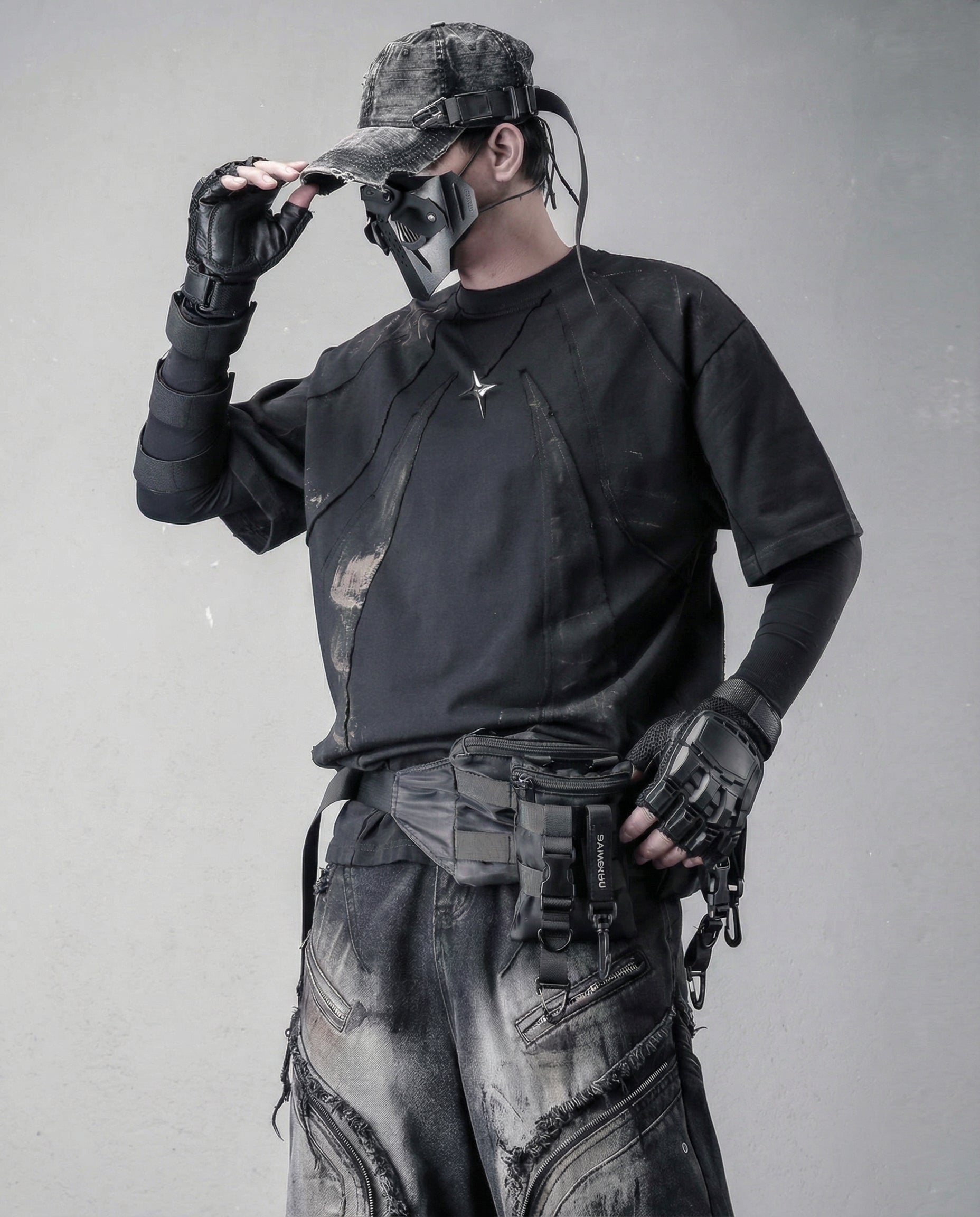 Streetwear Distressed Asymmetrical Cotton T-Shirt