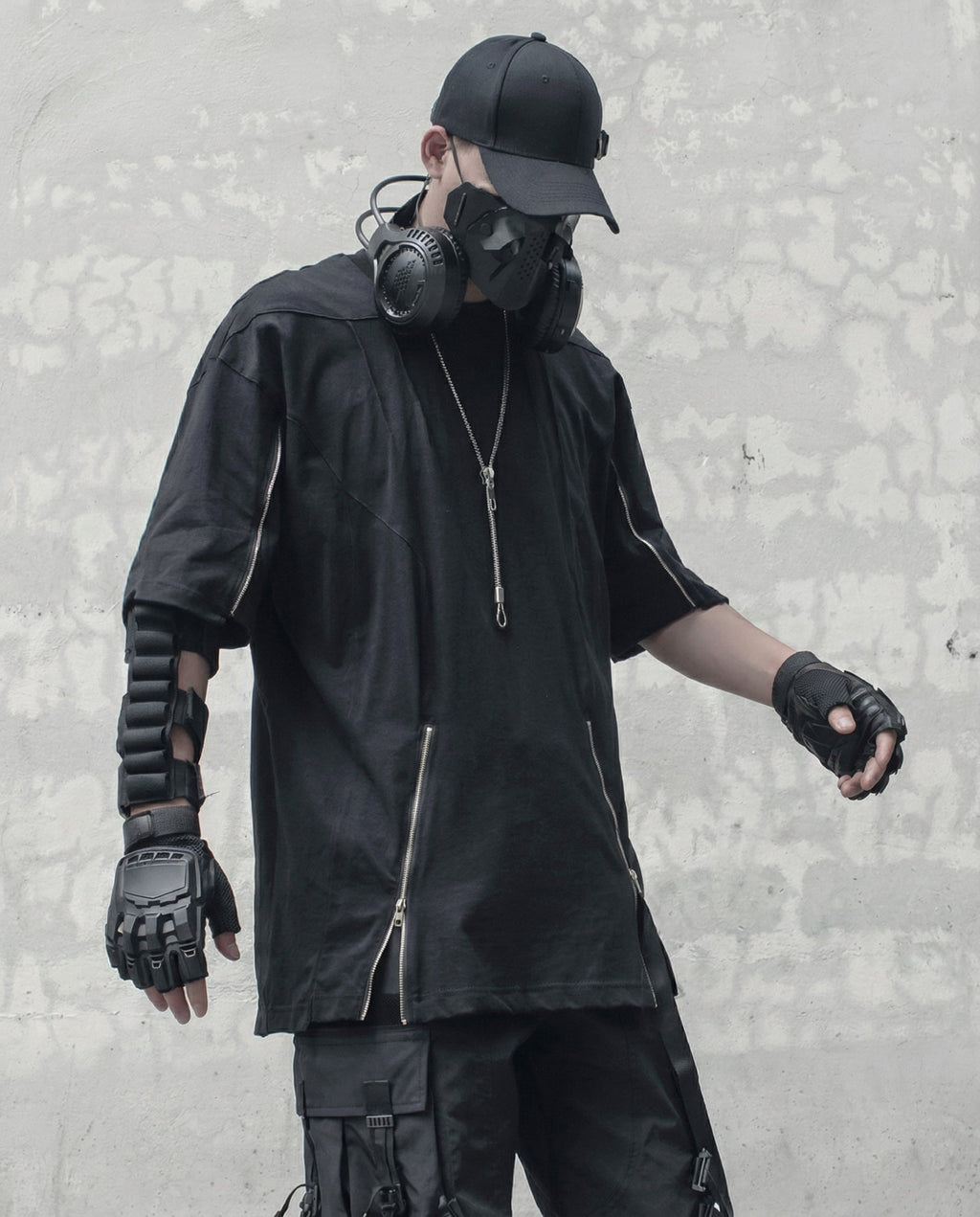 Street Oversized Multi-Zipper Cotton T-Shirt