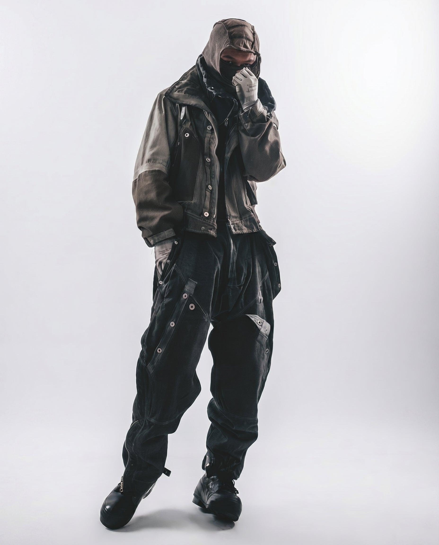 Wasteland Distressed Cotton Canvas Paneled Jacket