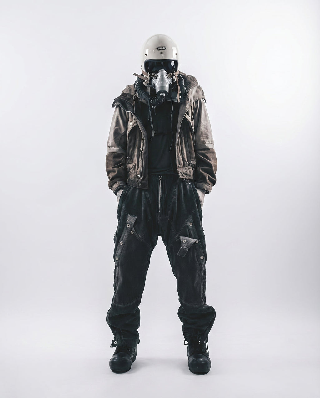 Wasteland Distressed Cotton Canvas Paneled Jacket