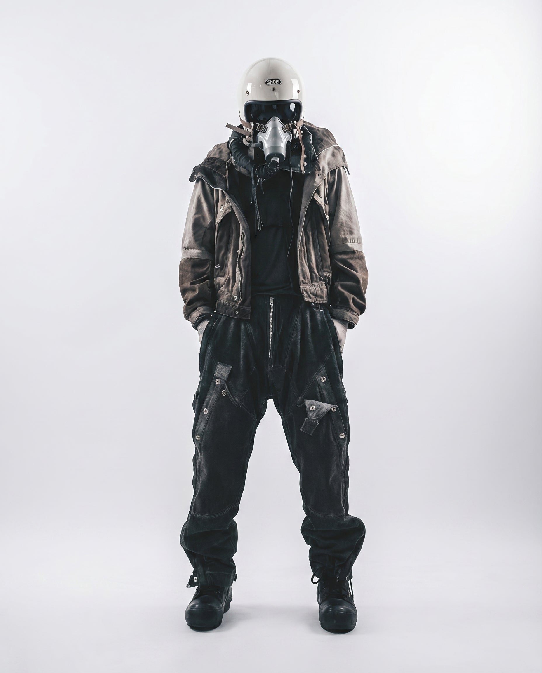 Wasteland Distressed Cotton Canvas Paneled Jacket