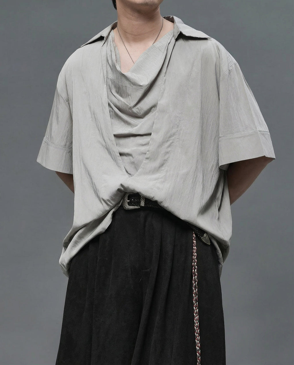 Japanese Darkwear Cowl Neck Draped Shirt