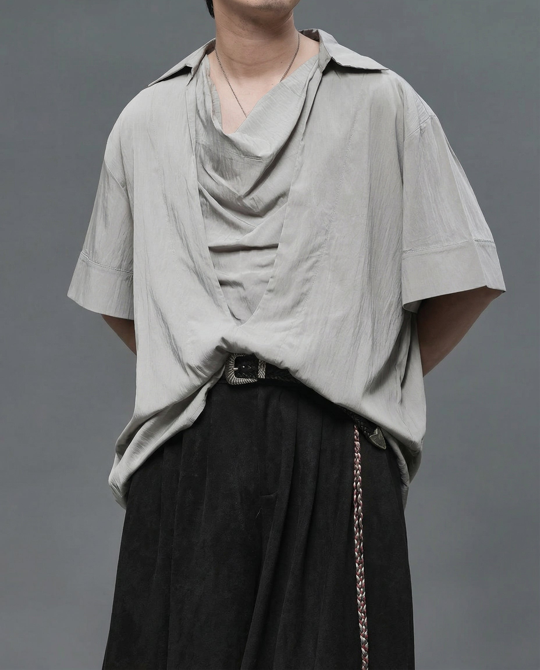 Japanese Darkwear Cowl Neck Draped Shirt