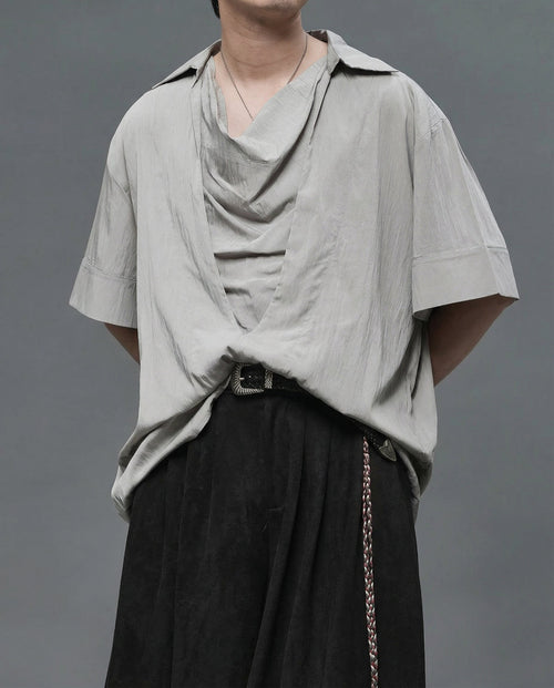 Japanese Darkwear Cowl Neck Draped Shirt