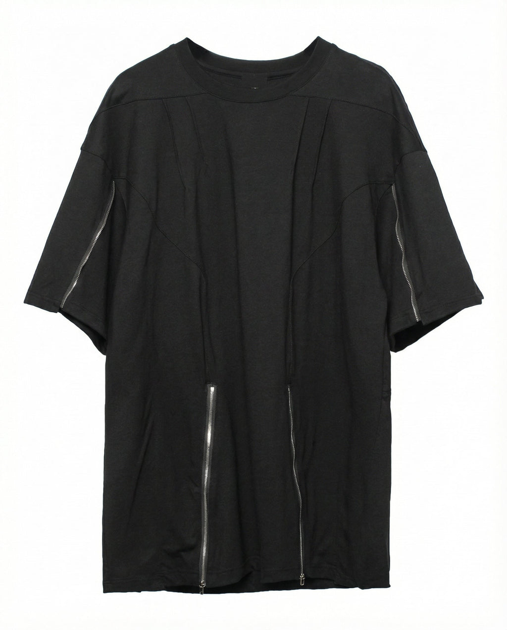 Street Oversized Multi-Zipper Cotton T-Shirt