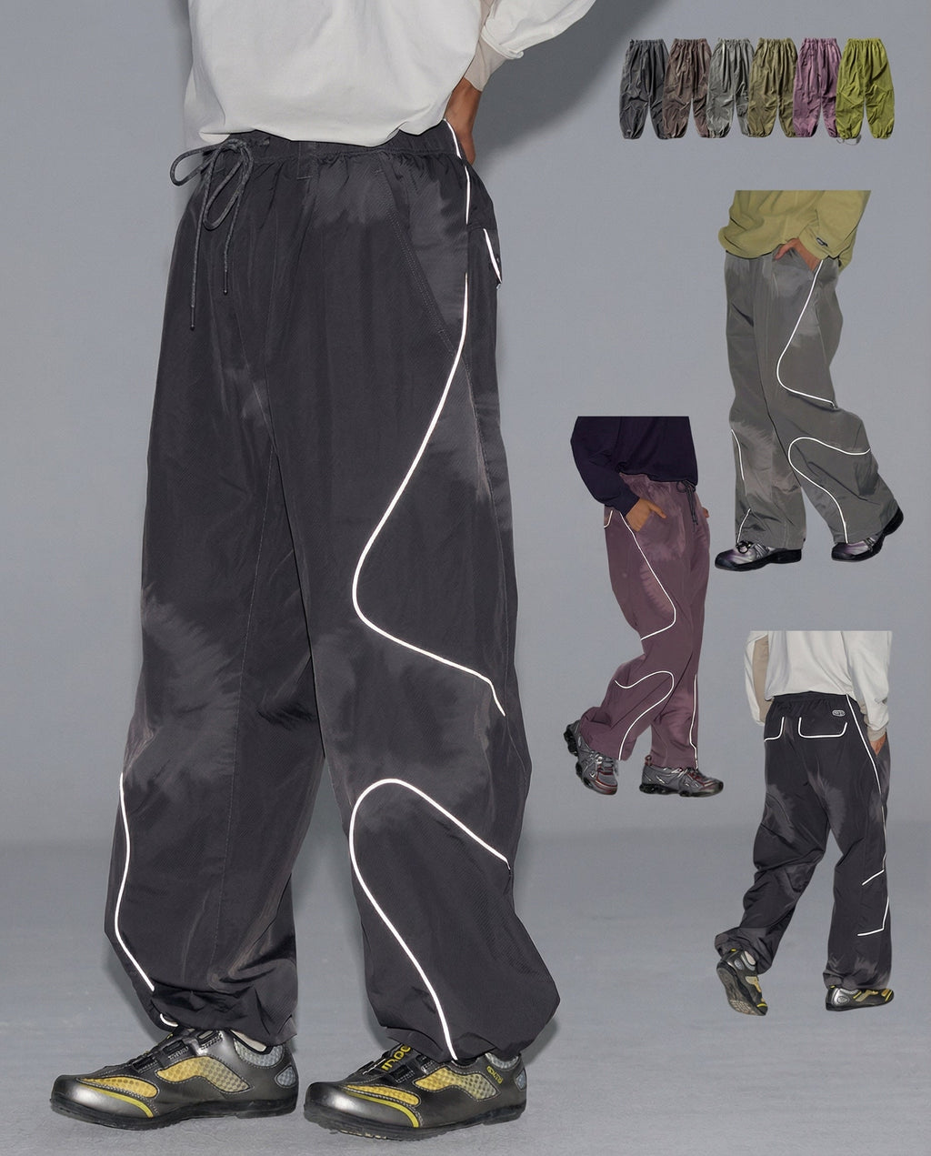 Streetwear Reflective Wide Leg Outdoor Hiking Pants