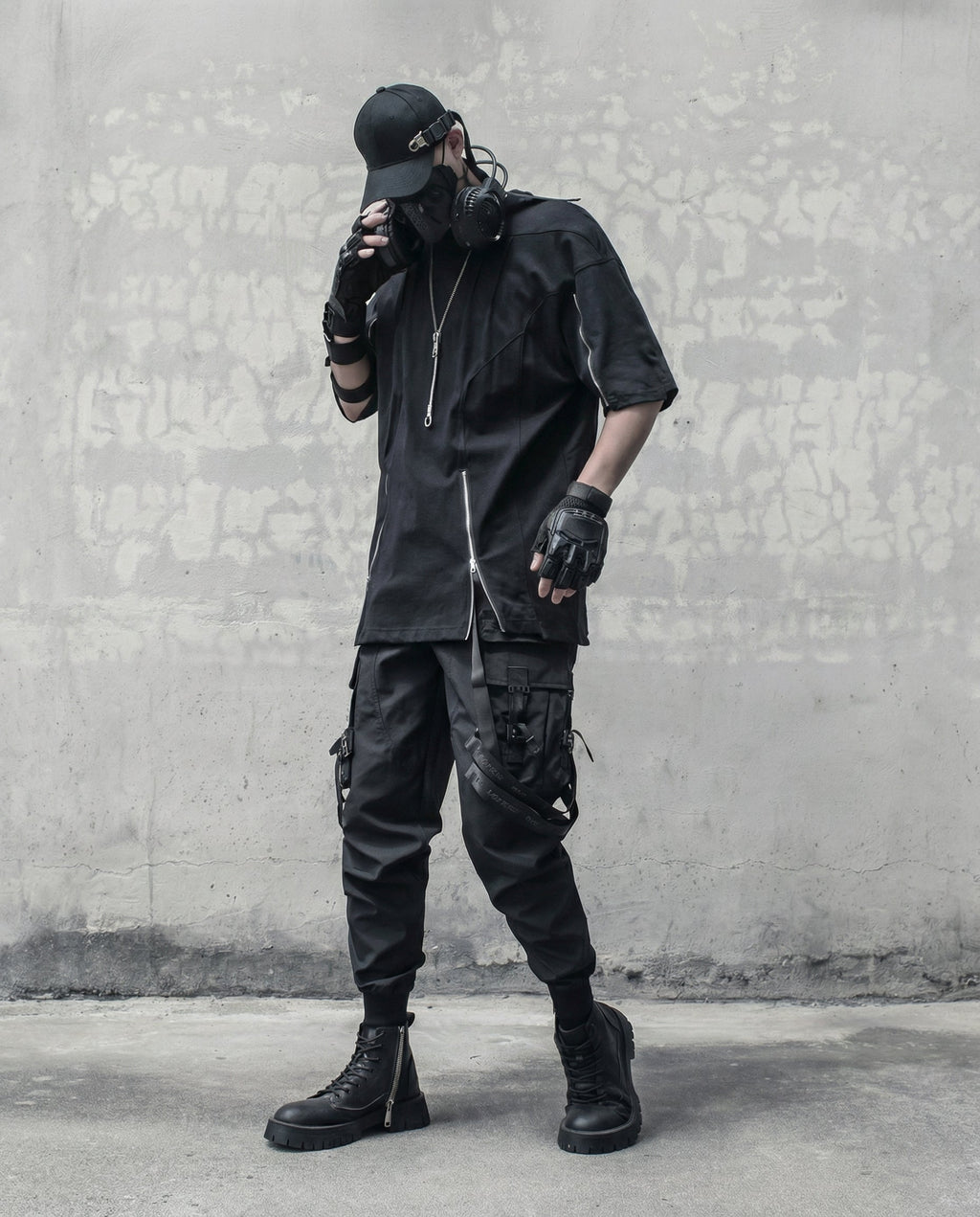 Street Oversized Multi-Zipper Cotton T-Shirt