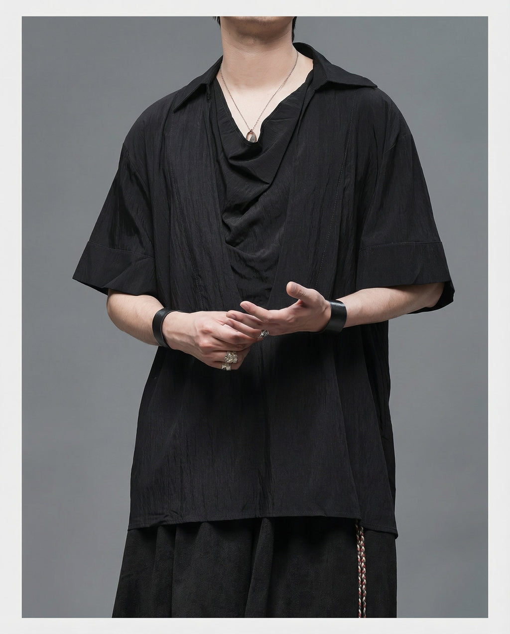 Japanese Darkwear Cowl Neck Draped Shirt