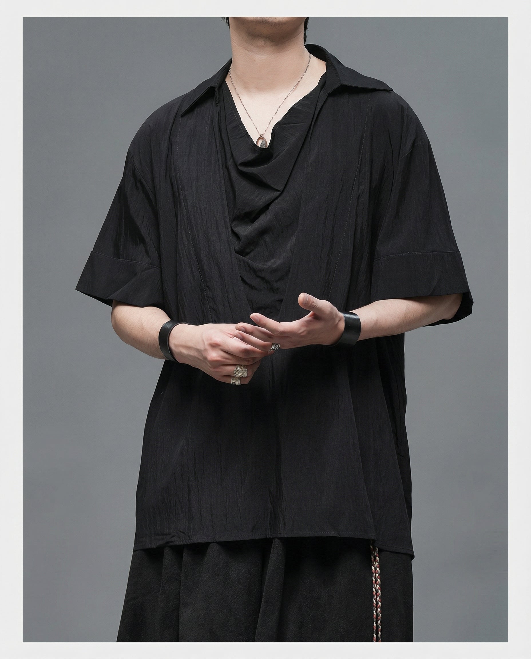 Japanese Darkwear Cowl Neck Draped Shirt