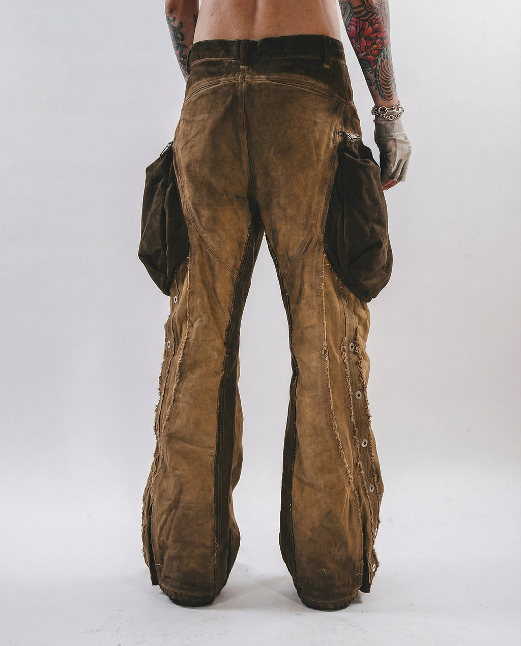 Wasteland Streetwear Distressed Cotton Wide Leg Cargo Pants