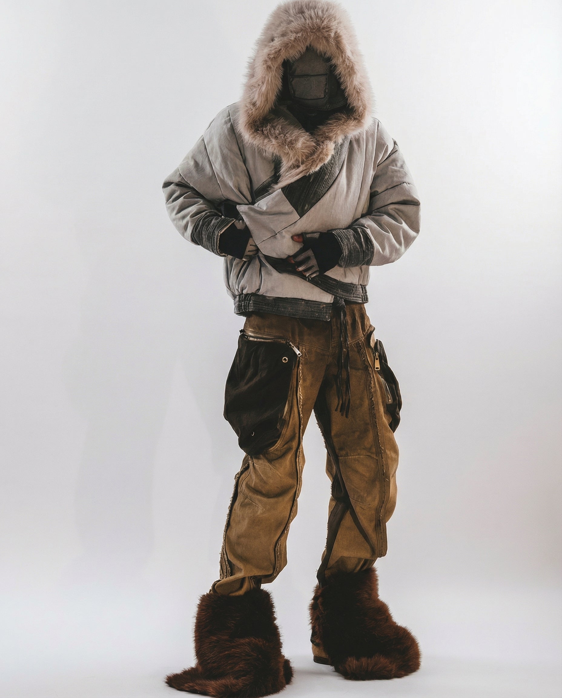 Wasteland Streetwear Distressed Cotton Wide Leg Cargo Pants