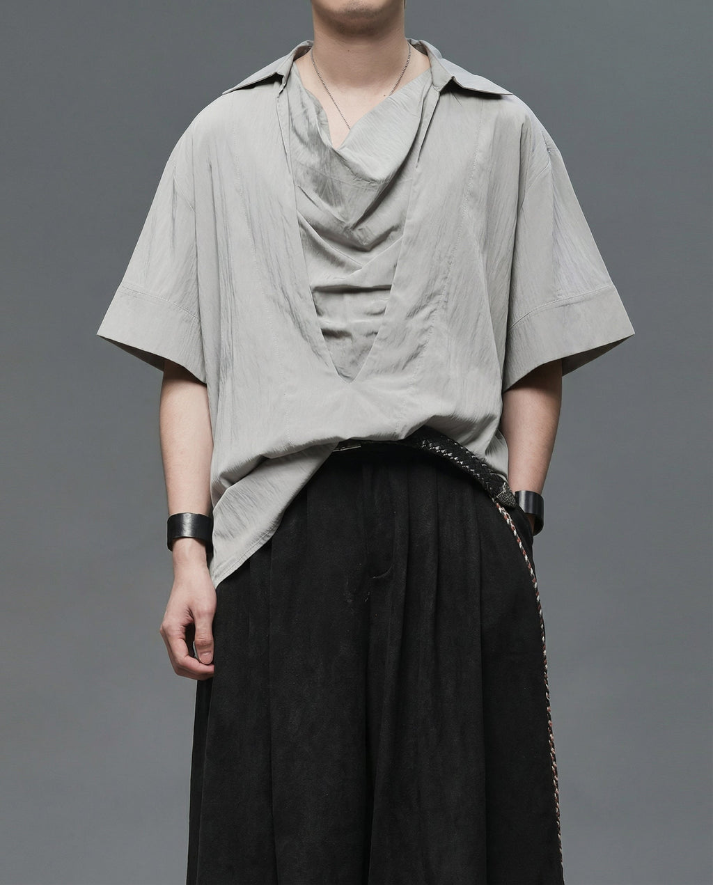 Japanese Darkwear Cowl Neck Draped Shirt