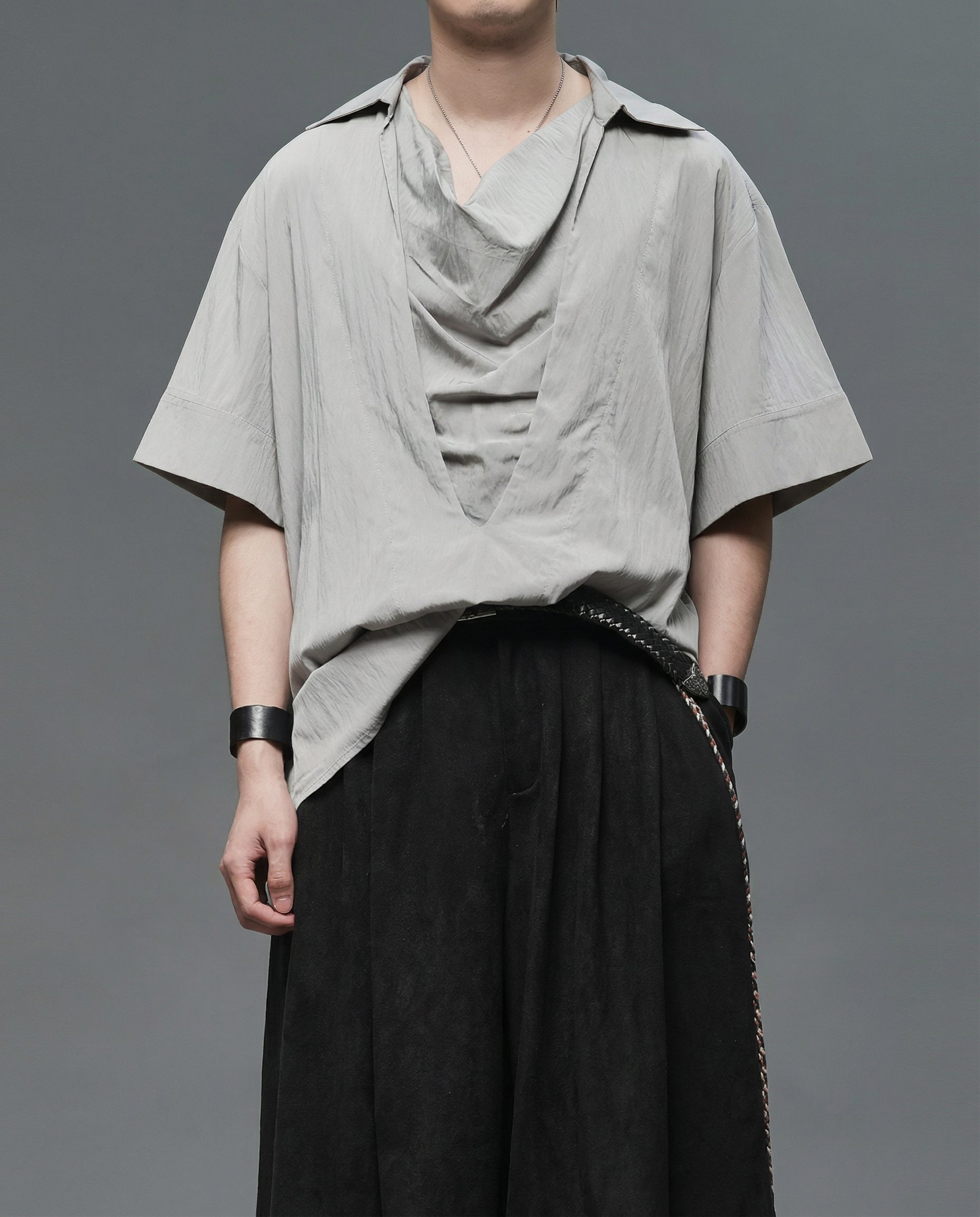 Japanese Darkwear Cowl Neck Draped Shirt