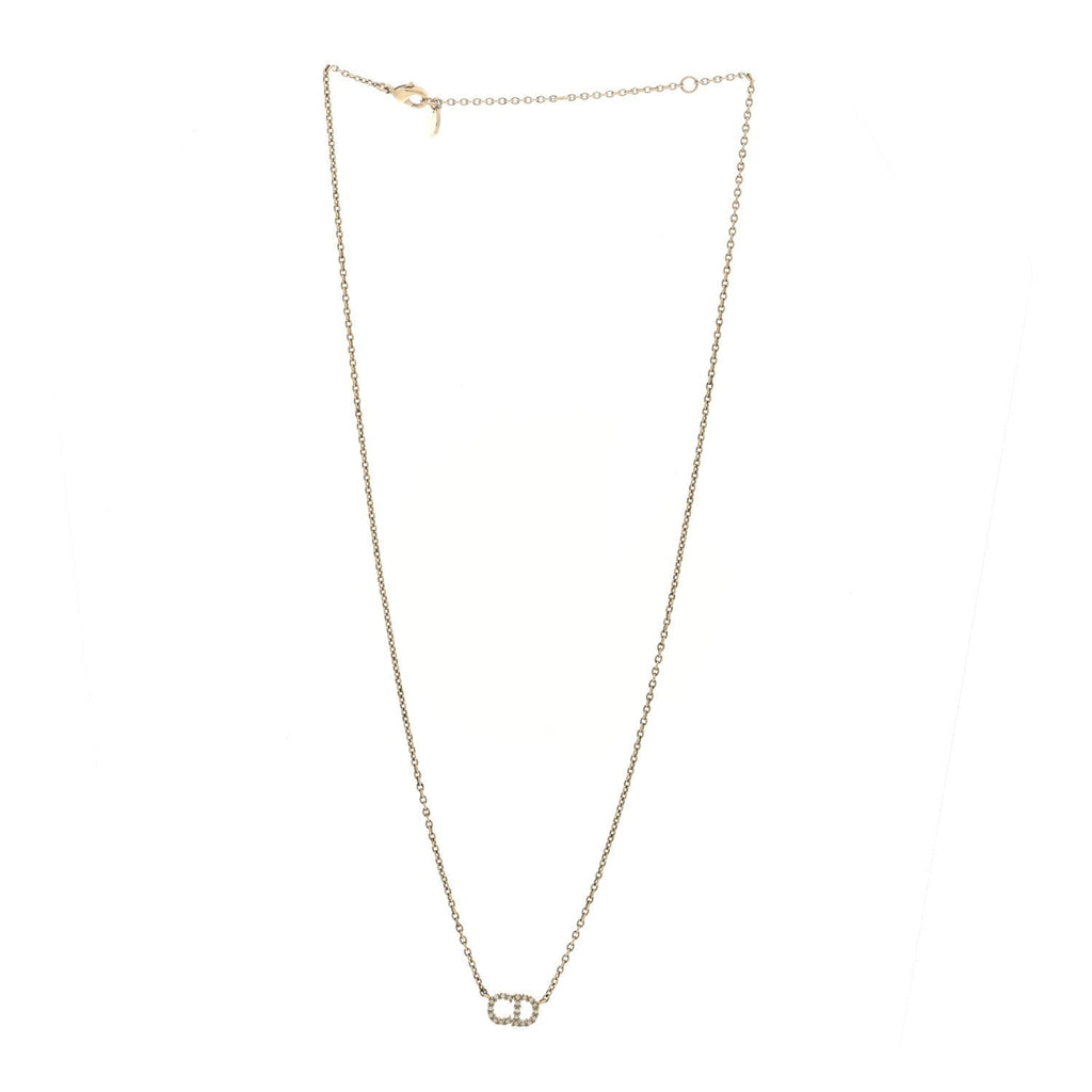 Metal Crystal CD Necklace Gold