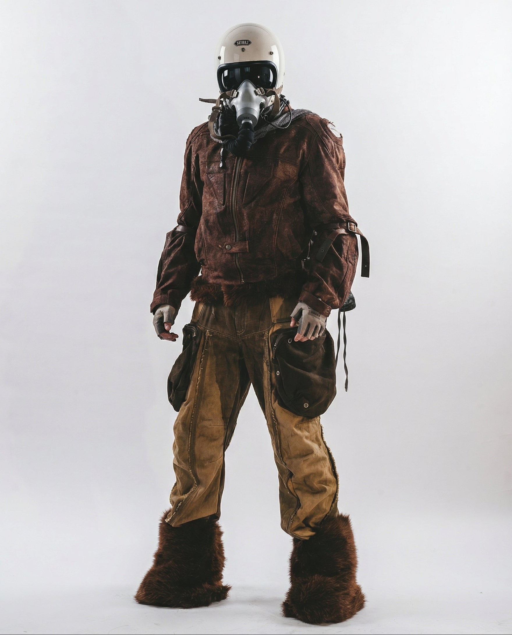 Wasteland Streetwear Distressed Cotton Wide Leg Cargo Pants
