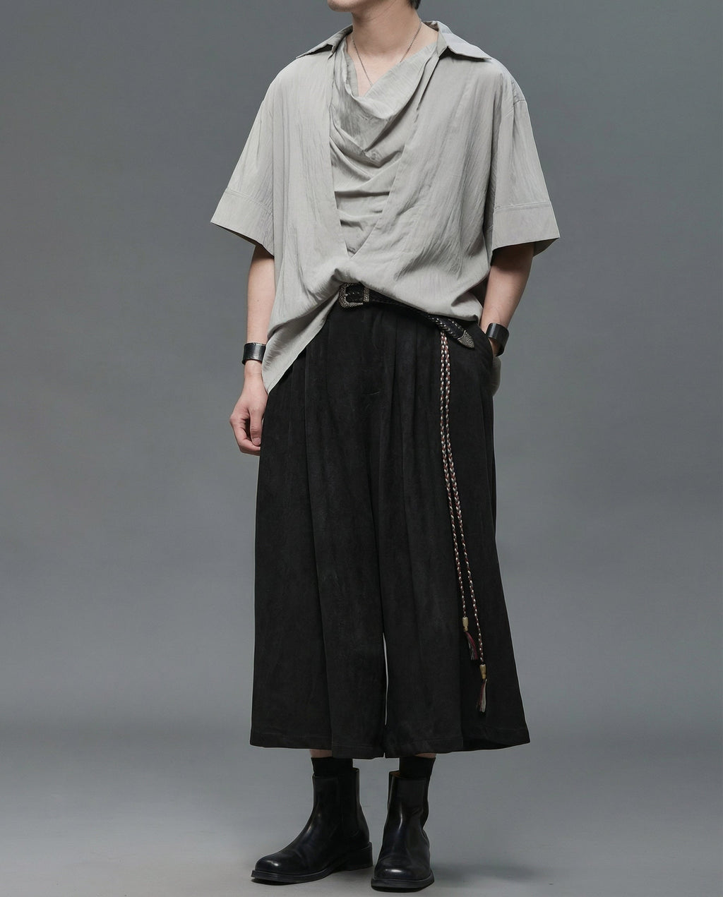 Japanese Darkwear Cowl Neck Draped Shirt