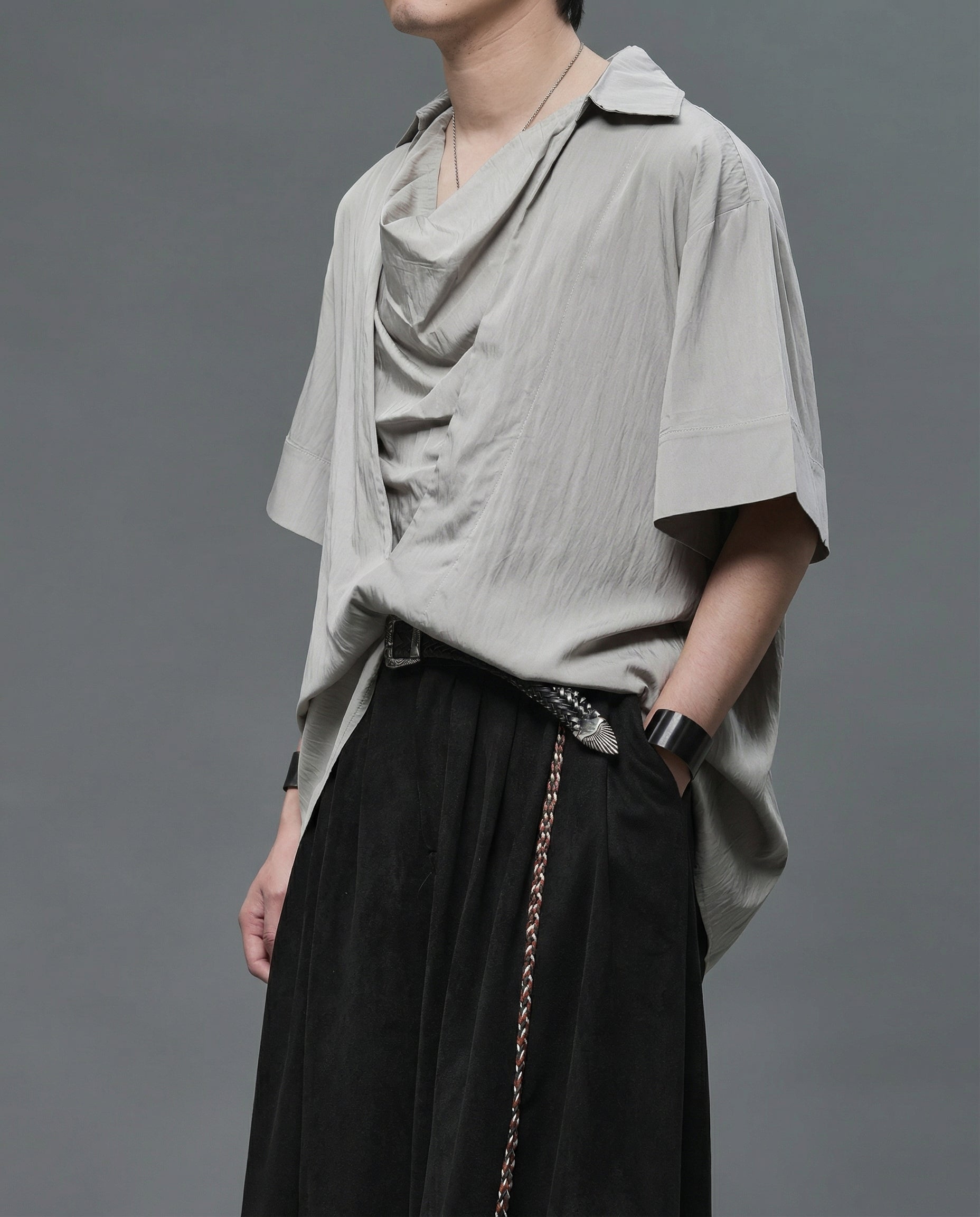 Japanese Darkwear Cowl Neck Draped Shirt