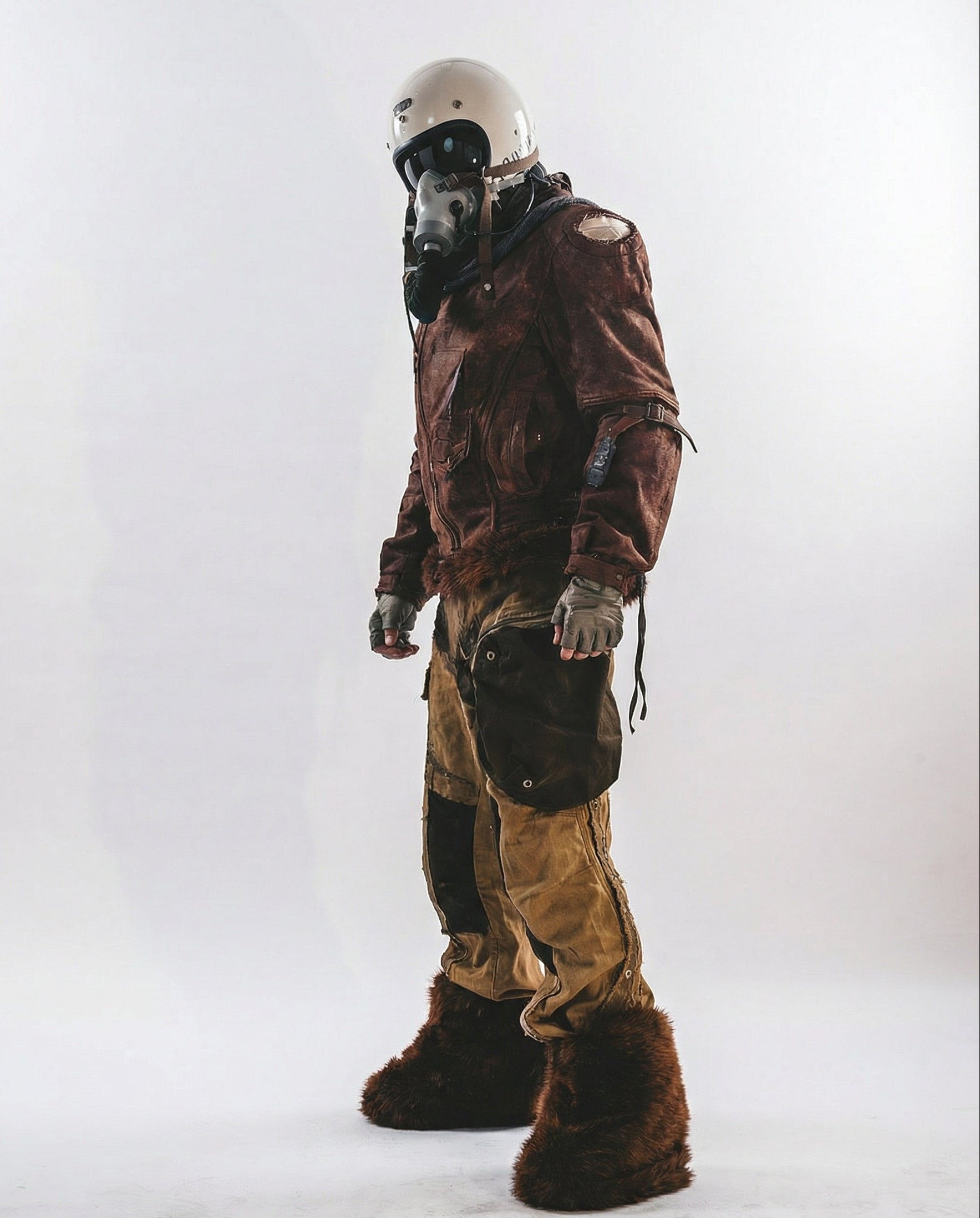 Wasteland Streetwear Distressed Cotton Wide Leg Cargo Pants
