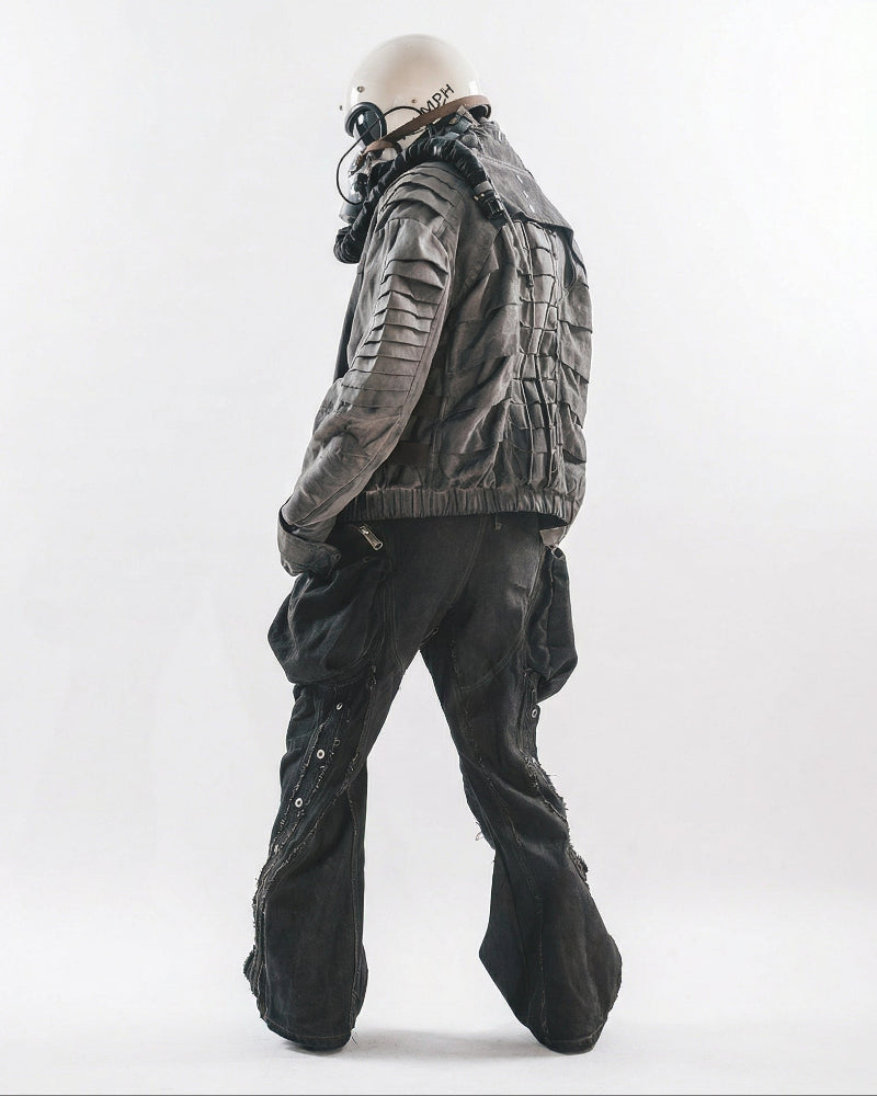 Wasteland Streetwear Distressed Cotton Wide Leg Cargo Pants