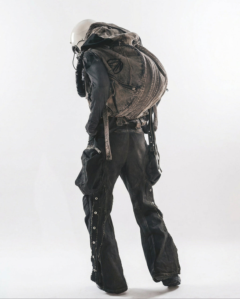 Wasteland Streetwear Distressed Cotton Wide Leg Cargo Pants