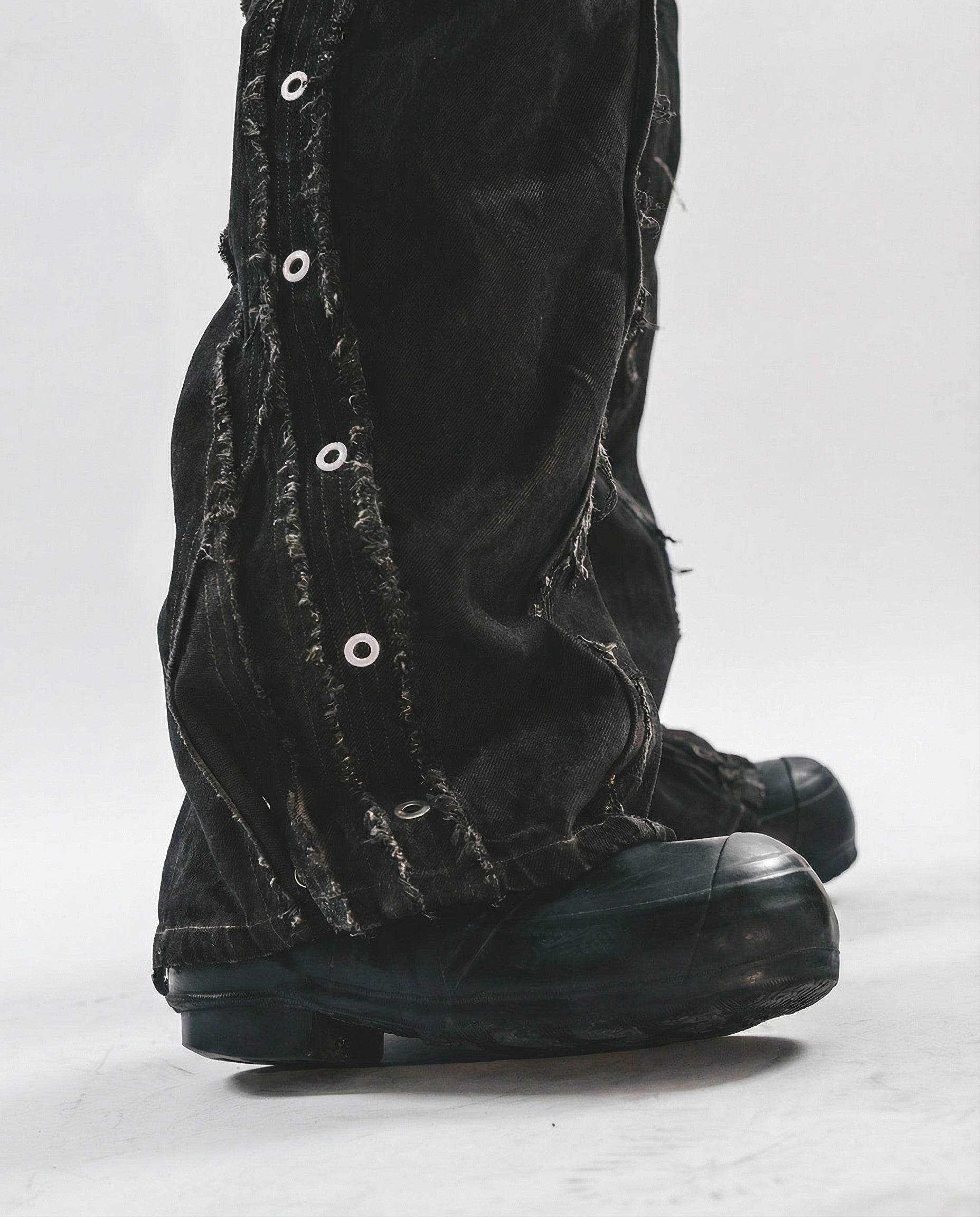 Wasteland Streetwear Distressed Cotton Wide Leg Cargo Pants