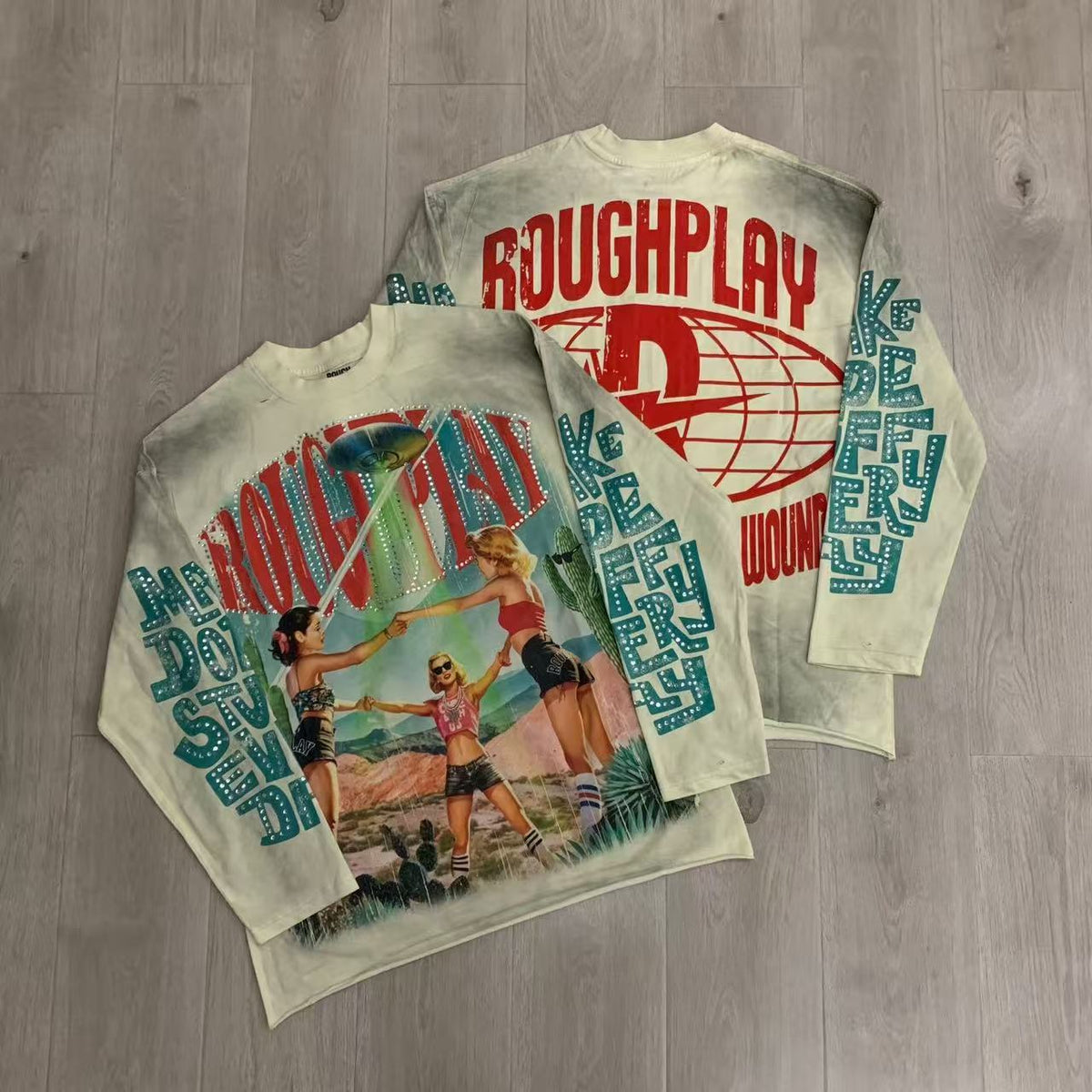 Vintage Washed Desert Girls Graphic Oversized Long Sleeve T-Shirt