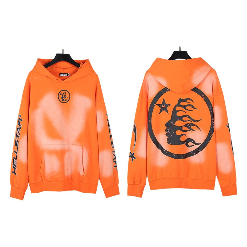 HELLSTAR Orange Flame Moon Graphic Hoodie
