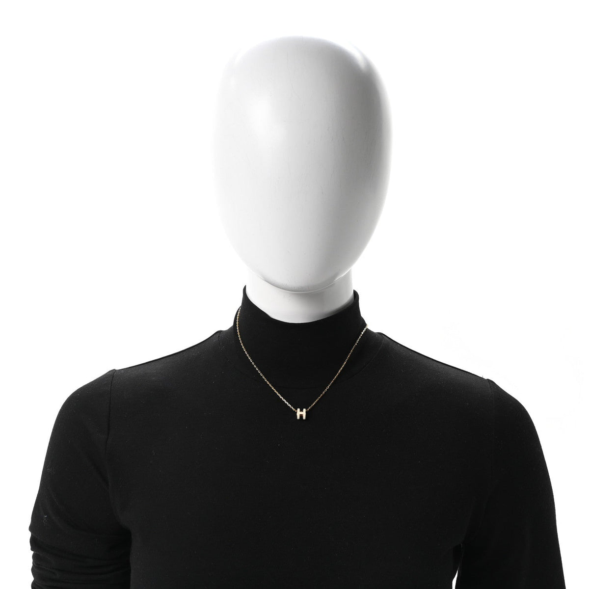 Lacquered Gold Mini Pop H Pendant Necklace White