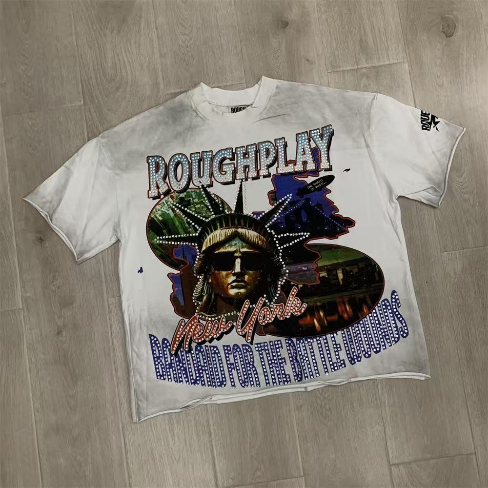 Vintage Statue Graphic T-Shirt Men's Oversized Streetwear Short Sleeve Tee