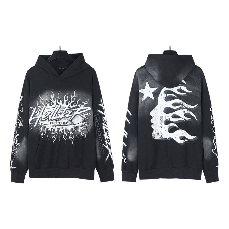 HELLSTAR Flame Graphic Hoodie Black