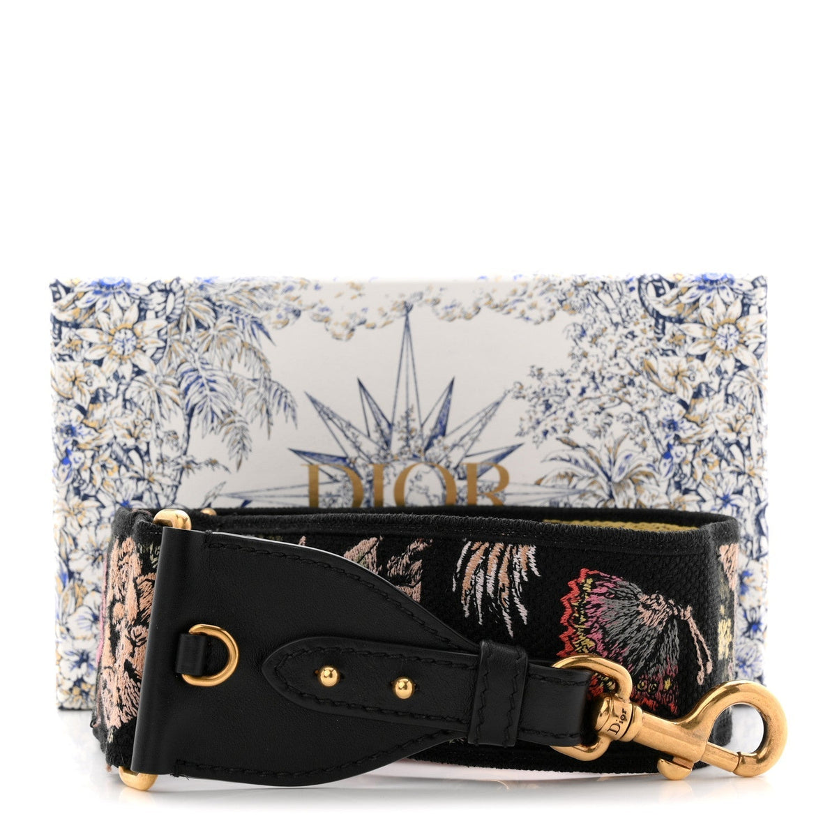 Canvas Embroidered Floral Shoulder Strap Black Multicolor