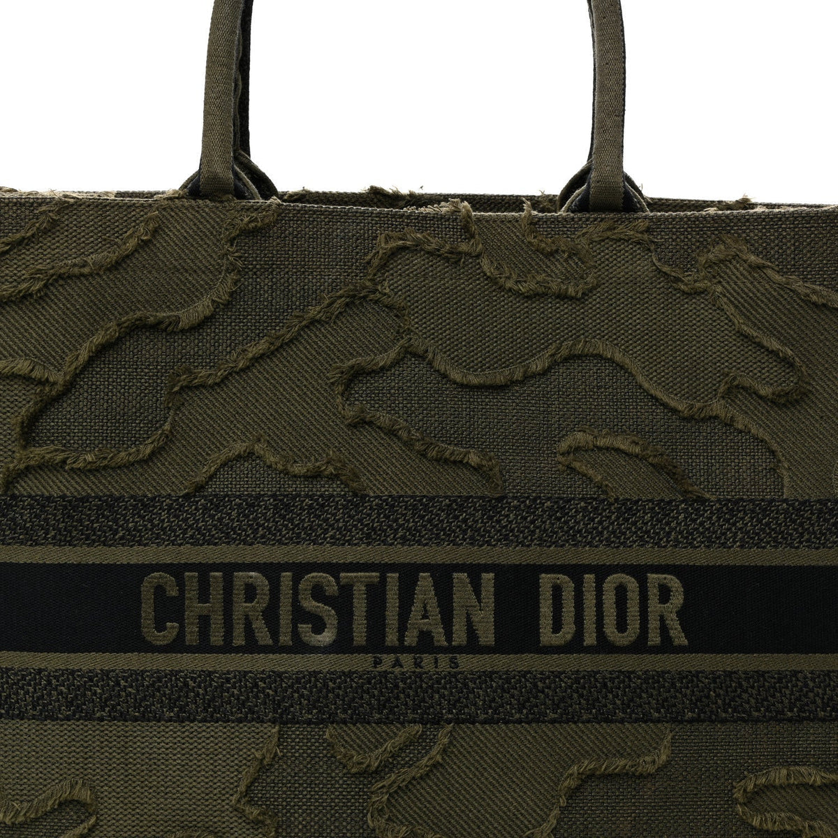 Canvas Embroidered Camouflage Large Book Tote Green