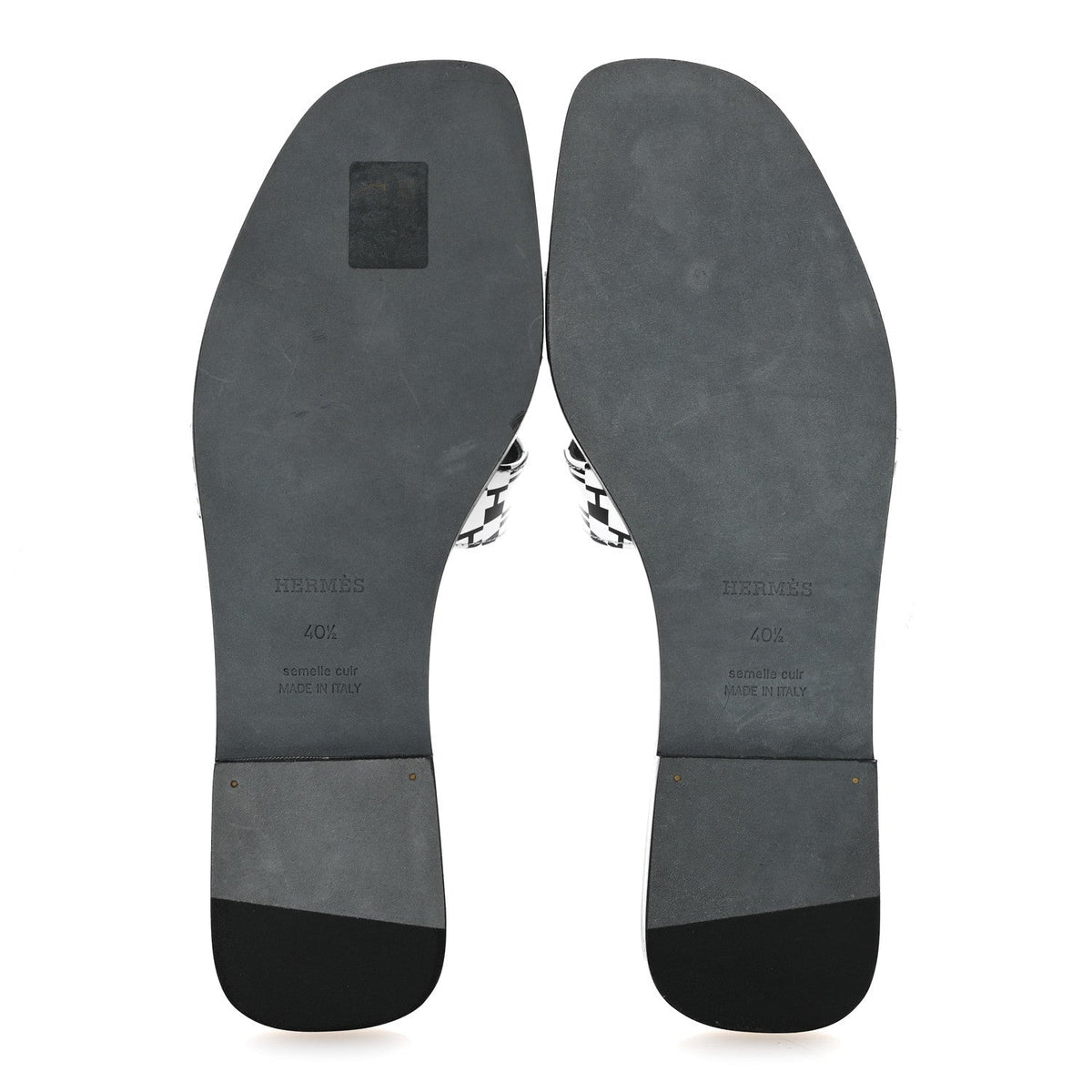 Calfskin Printed Op'H Oran Sandals 40.5 Black White