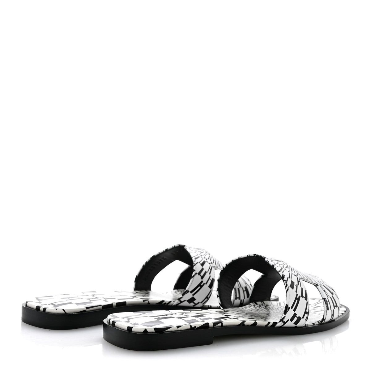 Calfskin Printed Op'H Oran Sandals 40.5 Black White