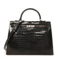 Shiny Porosus Crocodile Kelly Sellier 35 Graphite