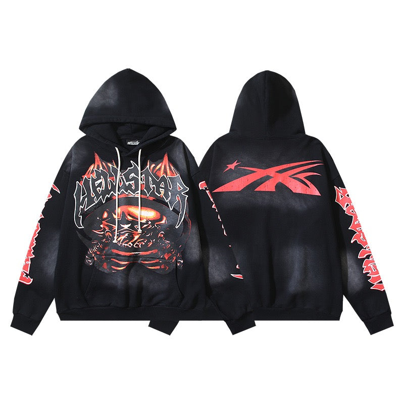 HELLSTAR Flame Demon Black Hoodie