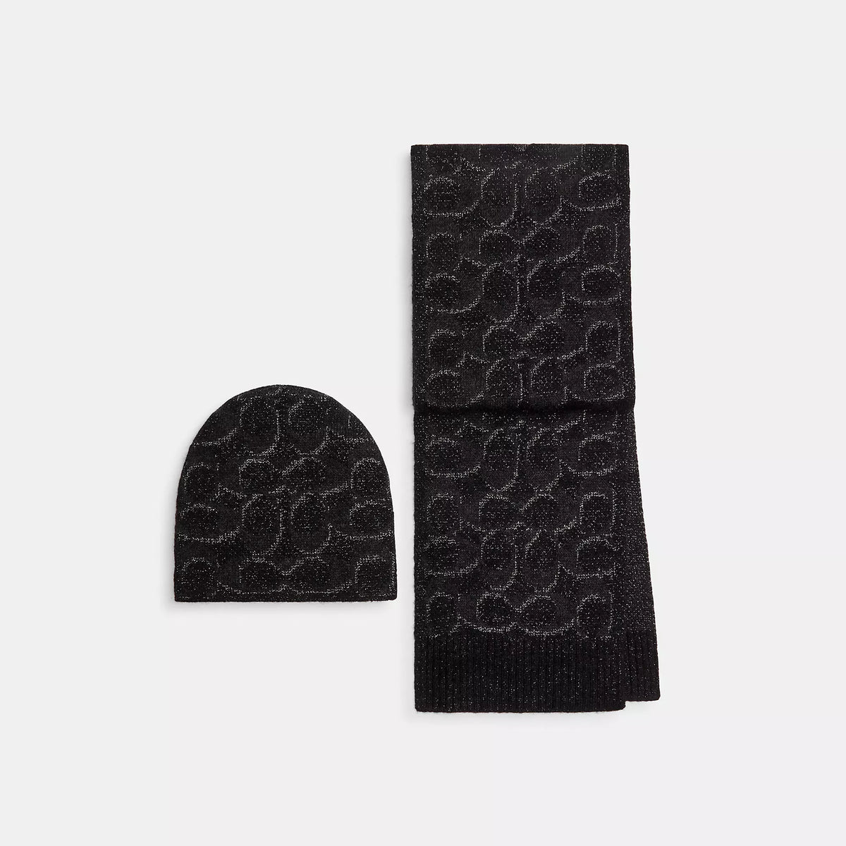 Coach Outlet Signature Metallic Beanie And Muffler Gift Set