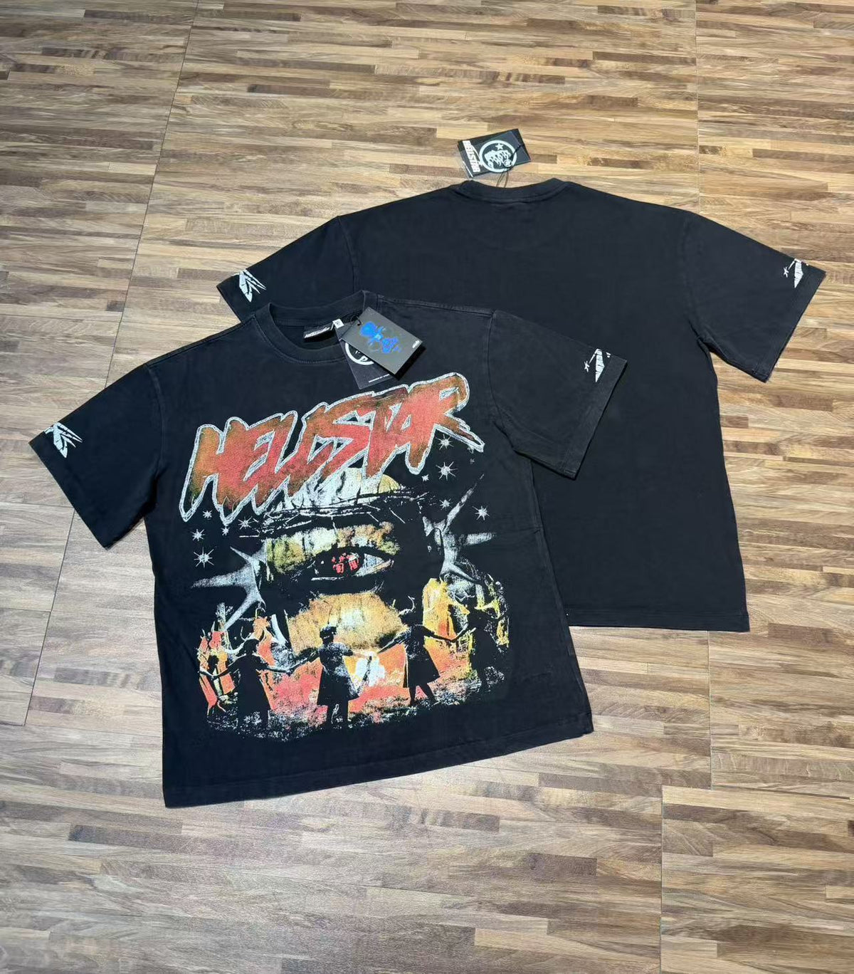 HELLSTAR Graphic Vintage T-Shirt – Oversized Black Streetwear Short Sleeve Tee