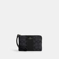 Coach Outlet Corner Zip Wristlet In Signature Canvas With Stripe