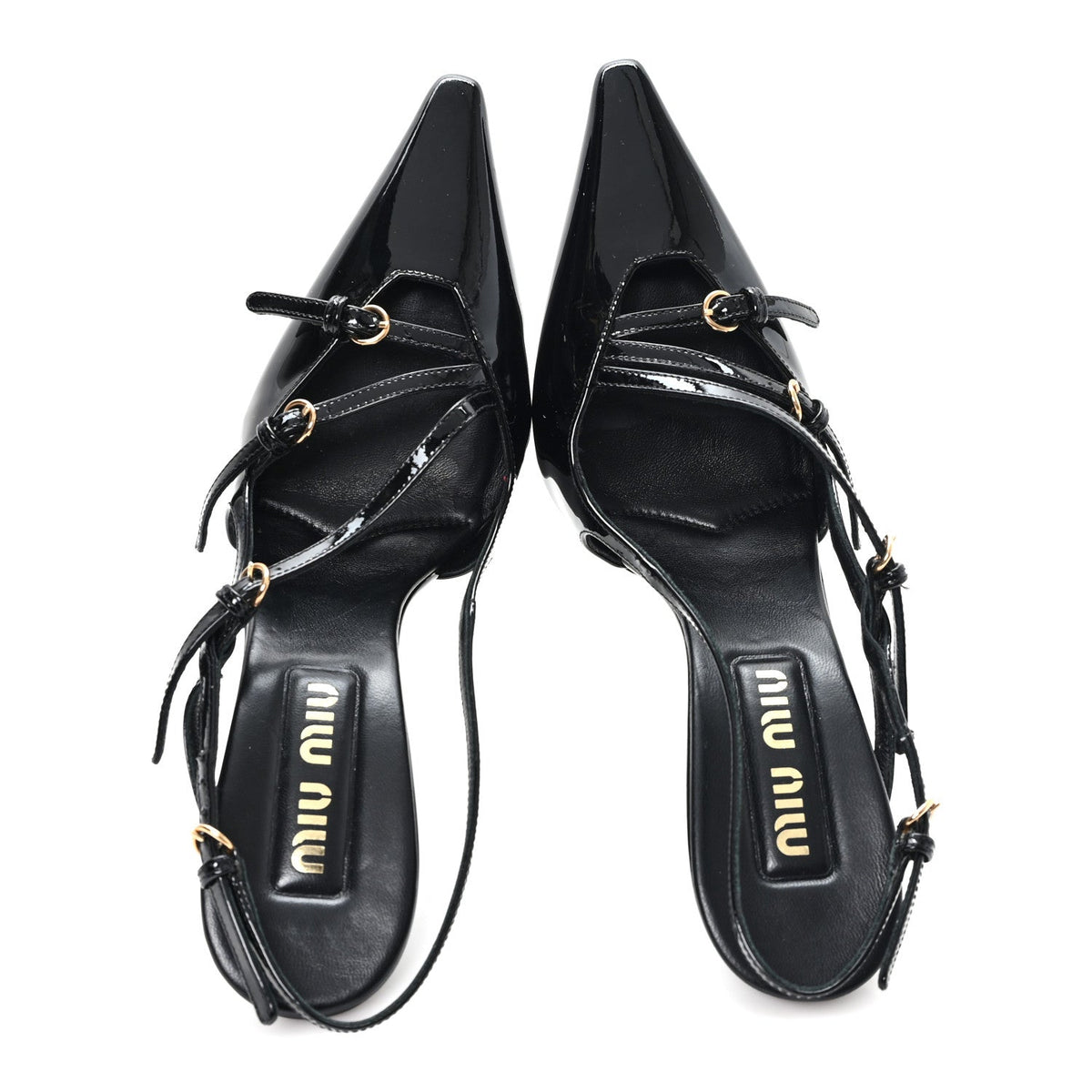 Vernice Buckle Slingback Pumps 38 Black