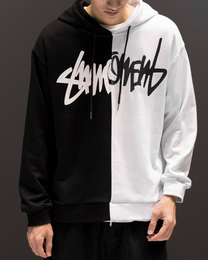 Techwear Claw Marks Black and White Hoodie