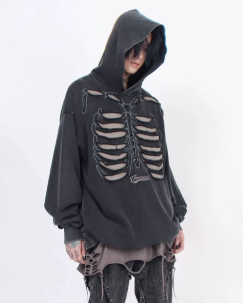 Opium Style Hollow Out Skeleton Hoodie
