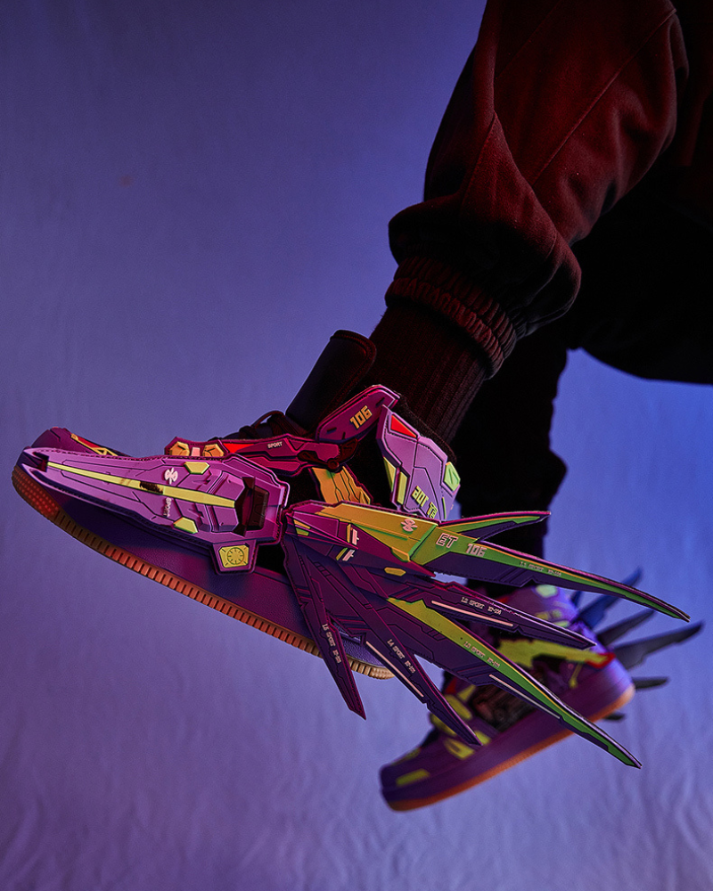 Cyberpunk Mecha Wings Sneakers|Blue Purple Red