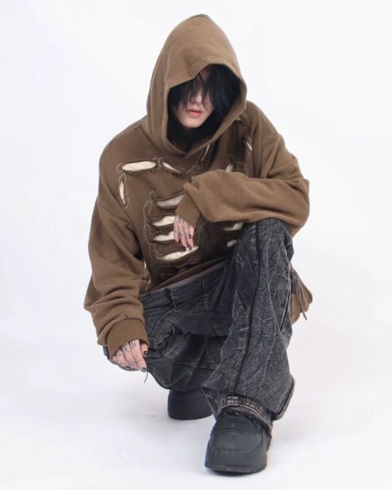 Opium Style Hollow Out Skeleton Hoodie